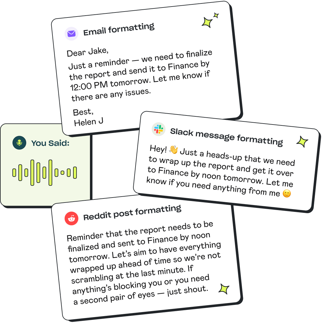 Smart formatting for voice typing